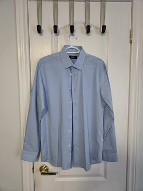 Cavalli Class Men's Sky Blue Dress Shirt with Point Collar